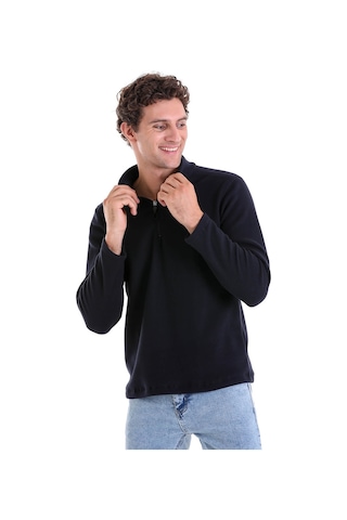 Hatemoğlu Regular Fit Tam Boy Fermuarlı Erkek Polar Sweatshirt Lacivert