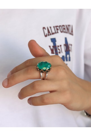Paraiba Taşlı El İşçiliği Otantik Gümüş Kadın Yüzük 201024708 Gümüş