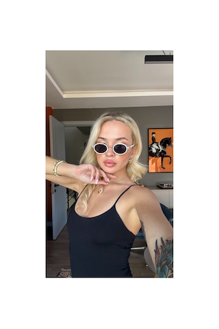 Siyah Camlı Beyaz-gold Çerçeveli Unisex Güneş Gözlüğü Ae9065c7 Siyah