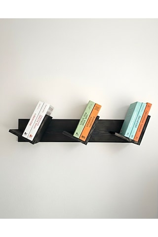 Doğal Ahşap Kitaplık, Dekoratif Tasarım Ahşap Vintage Kitaplık Siyah