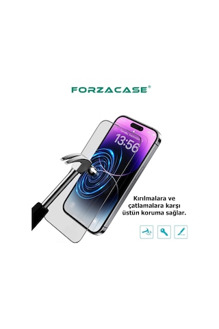 Forzacase Apple Uyumlu iPhone 16 Pro Max Çerçeveli Tam Kaplayan Temperli Ekran Koruyucu - Fc003