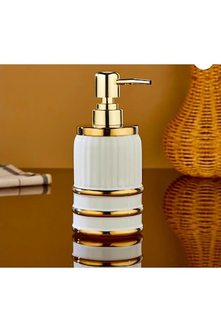 Porselen Sıvı Sabunluk Gold Pompalı Dekoratif Banyo Ve Mutfak Sabun Dispenseri Altın