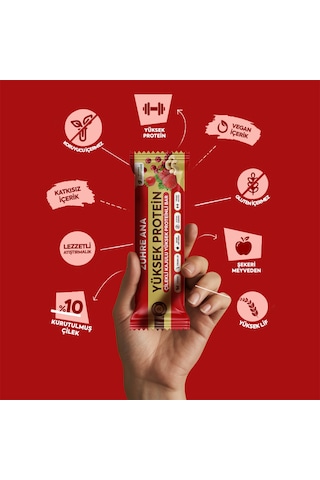Çilekli Kajulu Yüksek Proteinli Bar, Şeker İlavesiz 40 Gr X 12 Adet