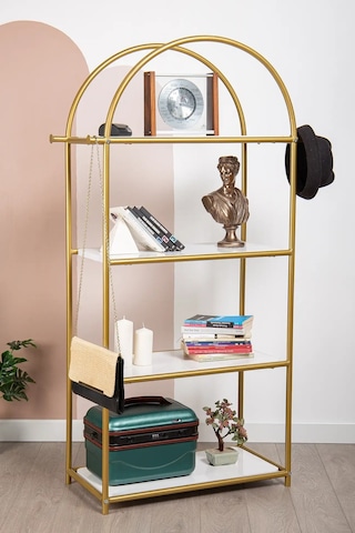 Hestia Gold Metal 4 Katlı Kitaplık Gold