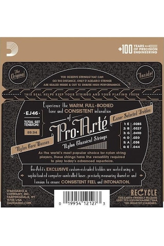 D'addario Ej46-3d Pro-arte Klasik Gitar Tel Seti 3'lü Ekonomik Paket - Sert/hard Tansiyon Yüksek Gerilim, Güçlü Projeksiyon Ve Uzun Ömürlü Akort Kararlılığı