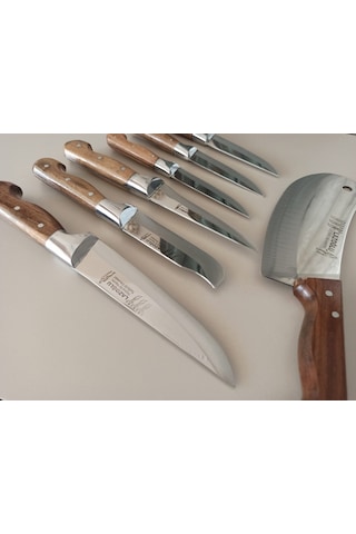 Lazoğlu Sürmene Mutfak Kasap Kurban Bıçak Seti 6 Bıçak ve Zırh