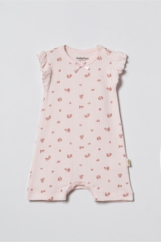 Babycosy Organic Wear %100 Organik Pamuk,2 Li Kız Bebek Tulum,fırfırlı Kısa Kol,yazlık Tulum Set,0-24 Ay,bebek Serisi Pembe