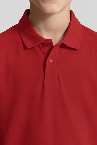 Fiesta Polo Yaka Standart Fit Basic Unisex T-shirt - 11330 Kirmizi