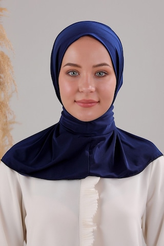 Melodi Scarf Kadın Tesettür Pratik Çıtçıtlı Sandy Fular Hazır Şal Lacivert Lacivert