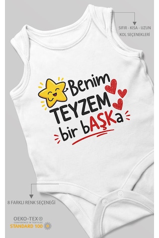 Morivokids Benim Teyzem Bir Başka Sıfır Kollu Bebek Zıbını %100 Pamuk Beyaz