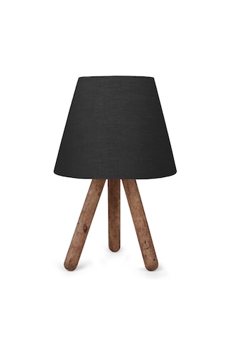 Homing Tasarım Ahşap Antrasit Kumaş Başlıklı Abajur Ayd-3169 Antrasit