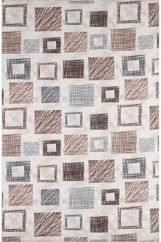 Raschel Carpet Mavi-kahve Emboss Çökme Kare Desenli Kalın Yumuşak Kaymaz Özel Taban Halı Yolluk