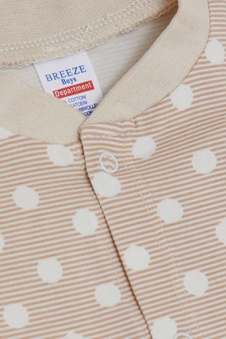 Breeze Erkek Bebek Patikli Tulum Çizgili Puantiye Desenli 0-6 Ay, Bej-bej Bej