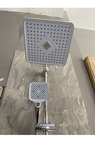 Rudi Armatür Mardin Lüx Pirinç Yönlendirici Ve Sabunluklu Robot Duş Seti Gri