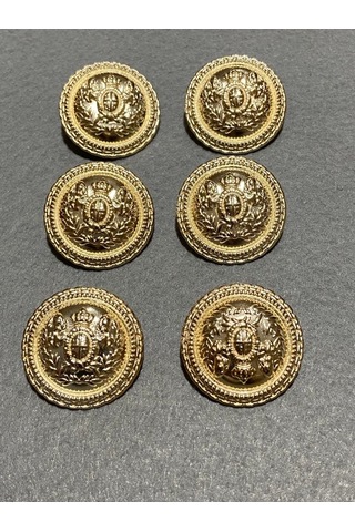 Trençkot Ve Kaban Düğmesi Çelenk Arma Modeli Gold 3 Cm / 6 Lı Set
