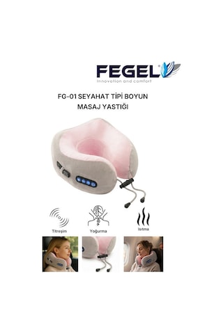 FG-01 6D Çift Yönlü Isıtmalı Şarjlı Masajlı Boyun Yastığı - Pembe