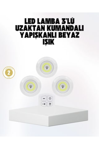 Zenvia Kablosuz Gün Işığı 3 Lü Led Spot Lamba Kumandalı Znv2026 Çok Renkli