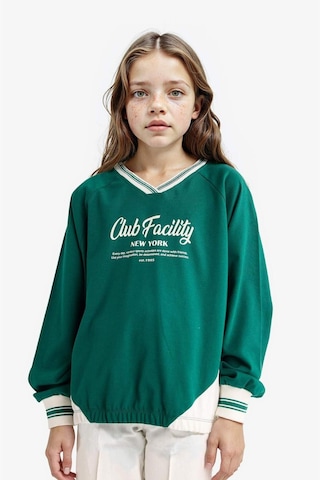 Defacto Kız Çocuk Oversize Geniş Kalıp V Yaka Baskılı Okul Sweatshirt F7583a825augn651 Yeşil