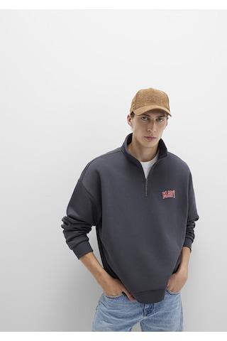 Mavi - Mavi Logo Baskılı Yarı Fermuarlı Antrasit Sweatshirt 0s10208-80106 Antrasit