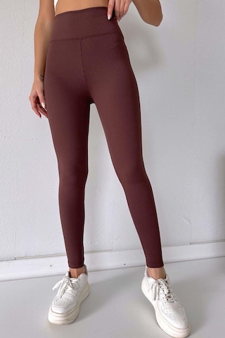 Mine Tan Butik Fitilli İçi Şardonlu Toparlayıcı Kadın Tayt - Kahverengi Lacivert