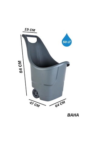 Omnipazar So-baha Tekerlekli Bahçe Düzenleme Arabası 50 Litre Antrasit 116