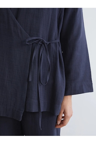 Lc Waikiki Lacivert Kruvaze Yaka Kadın Müslin Kimono