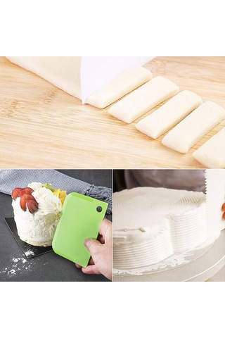 Hamur Kek Pişirme Kazıyıcı Fondan Pasta Kesici Aracı Mor 3 Adet/Takım