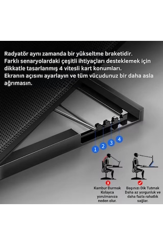 Polham Hızı Ayarlanabilir Laptop Soğutucu Notebook Standı - 4 Kademeli Yükseklik Ayarlı, 2 Usb Girişli Stand
