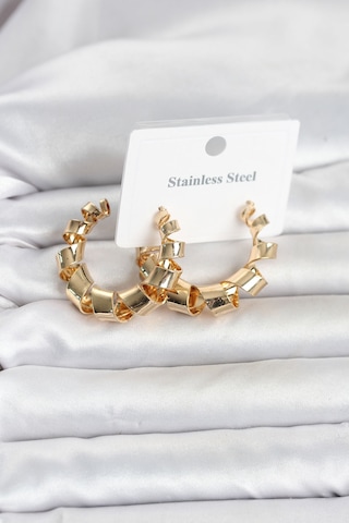 316l Çelik Gold Renk Spiral Halka Kadın Küpe Altın 316l Çelik Gold Renk Spiral Halka Kadın Küpe Altın