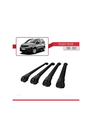 Peugeot Rifter 2019-2022 Arası İle Uyumlu Ace-1 Ara Atkı Tavan Barı Siyah 4 Adet Bar