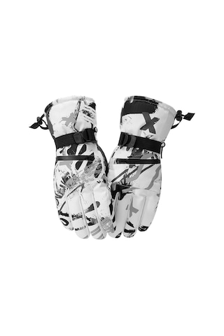 Geeksen Sıcak Fleece İçli, Dokunmatik Ekranlı, Kaymazsız Pu Eldiven - Bisiklet, Kayak, Doğa Aktivitesi İçin, Gri-beyaz, L Beden 1901 Gri