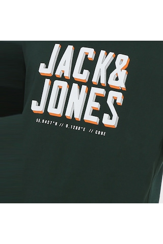 Jack & Jones Göğüs Logo Baskılı Tişört Grow 12249613 Pine Grove Koyu Yeşil