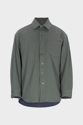 Gri Regular Fit Patı Düğmeli Jean Gömlek C 4553-106 Gri