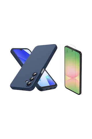Samsung Galaxy A37 Uyumlu Içi Kadife Lansman Kılıf Ve Şeffaf Temperli Cam Ekran Koruyucu Lacivert Samsung Galaxy A37 Uyumlu Içi Kadife Lansman Kılıf Ve Şeffaf Temperli Cam Ekran Koruyucu Lacivert