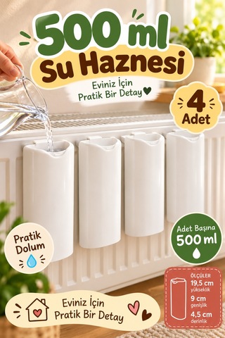 4'lü Set Beyaz Kalorifer Suluğu Her Biri 500 Ml Askılı Petek Su Haznesi Evde İçin Radyatör Aksesuarı