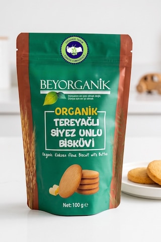 Organik Siyez Unlu Tereyağlı Bisküvi 100 Gr Atıştırmalık Bisküvi