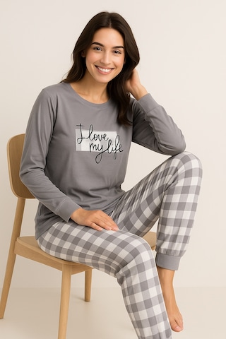 Mutlu City Kadın Yumuşak Doku Termal Pijama Takımı 42050 Gri