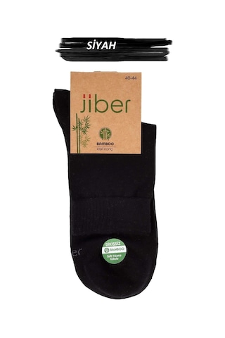Jiber Erkek Bambu Likralı Yarım Konç Çorap 6451 - 12 Adet Siyah