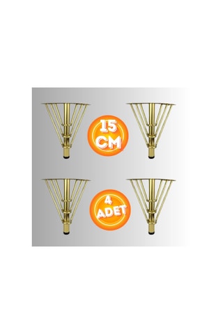 15 Cm Metal 3 Telli Koltuk Ayağı Mobilya Ayağı Ünite Ayağı Konsol Ayağı Puf Berjer Ayağı 4 Adet Gold