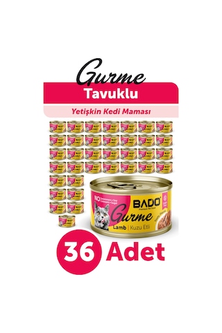 Bado Gurme Yaş Yetişkin Kedi Maması Kuzu Etli 85 Gr 36 Adet