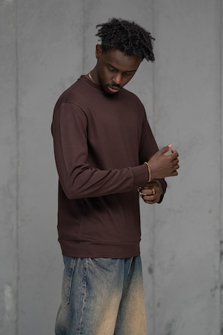 Fbı Slimfit Modal Kumaş Baharlık Sıfır Yaka Likralı Sweatshirt Kahverengi