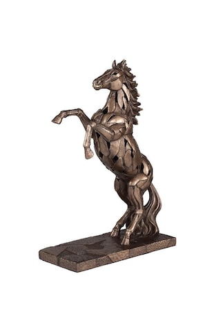 Veronese Bronz Renk Işıklı Şahlanmış At Figürü 28cm