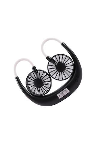 Ximistore9 Siyah Boya, 3.7v Usb Şarjlı, 3 Hızlı, 7 Kanatlı, Renkli Işık Özellikli Kolye Tipi Taşınabilir Fan Siyah