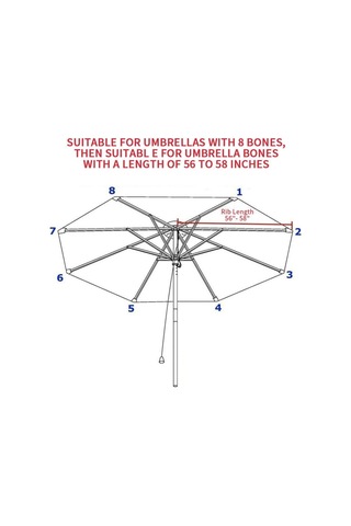 Polyester Şemsiye Yedek Kumaş Yuvarlak Bahçe Şemsiyesi Örtüsü, 3m 8 Kaburga Siyah