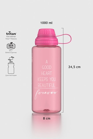 Renga Ege Yazı Desenli 1000 Ml Tritan Matara 912141 Fuşya Fuşya