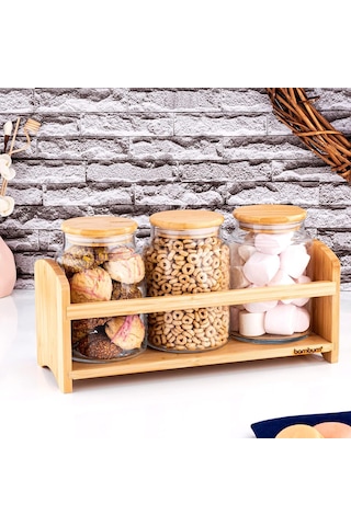 Lexroo Bench Standlı 4 Parça Küçük Cam Baharat Takımı