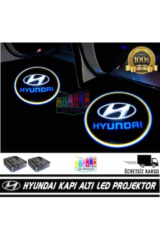 Hyundai Araçlar İçin Pilli Yapıştırmalı Kapı Altı Led Logo N11.10631
