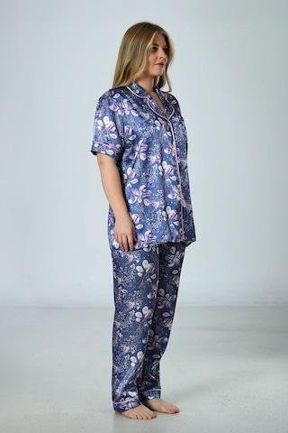 Nisanca Premium Saten Çeyizlik Kadın Pijama Takımı Kore İpeği Dokusu, Dantel Detaylı, Hediye Kutulu Füme