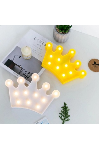 Gece Lambası 3d Dekor Amaçlı Pil İle Çalışan Kraliçe Tacı Formlu Led Masa .