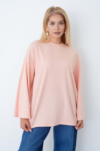 Herkesemoda Kadın Tesettüre Uygun Geniş Kollu Body Somon